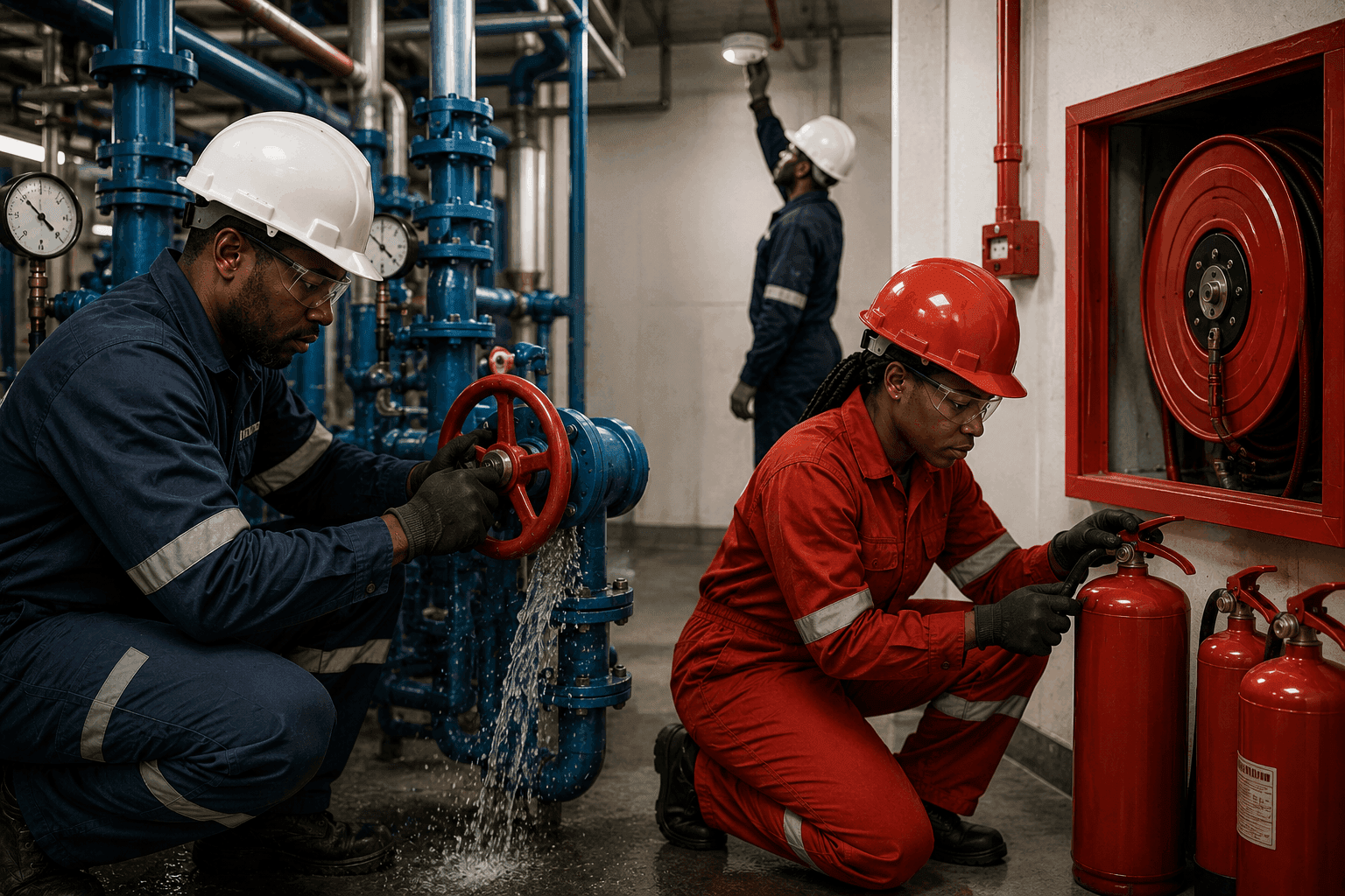 Water and fire safety inspection for facility operations