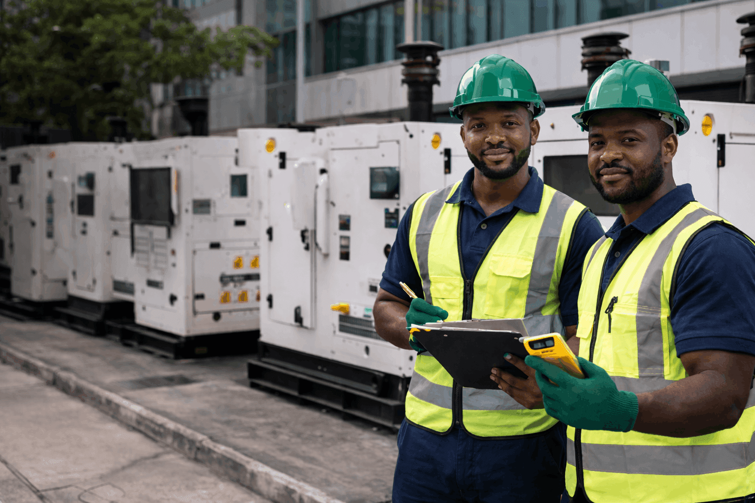 Power management team reviewing generator operations